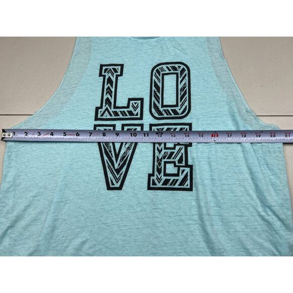 No Boundaries Junior LARGE 11/13 Blue LOVE Heart Print Tank Top Work Out Gym Top - Picture 2 of 6